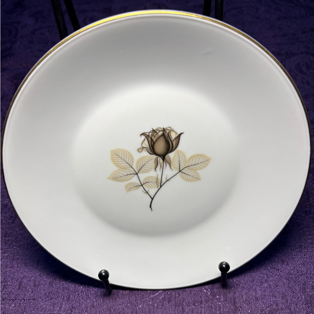 Rosenthal White Plate with Brown Floral Design